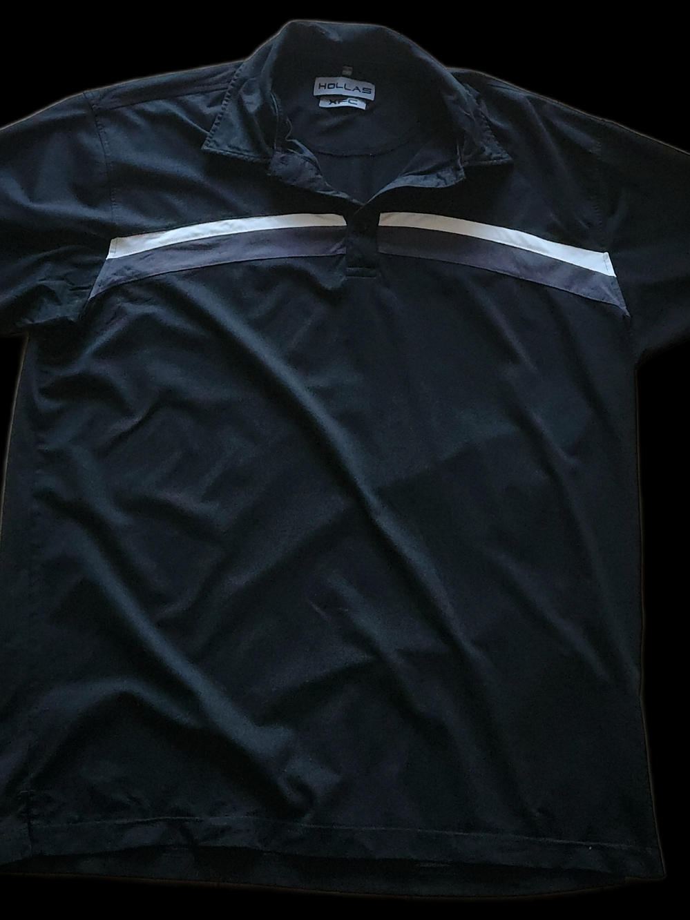 #MC21 Men’s Black Polo Shirt with Contrast Chest Stripes
